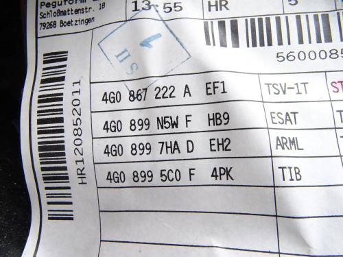 Boczek Tapicerka Prawy Tył Audi A6 C7 4G (4G0867222A) - Oryginał PARTLE.COM - nr części