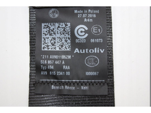 Oryginalny Lewy Tylny Pas Bezpieczeństwa SKODA YETI 5L6857447A | PARTLE.COM - zdjęcie 3 z 3