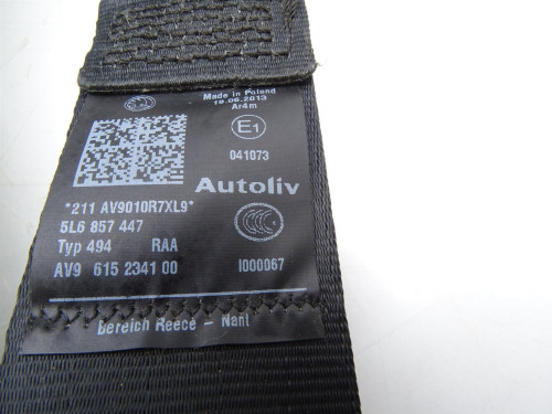 PAS BEZPIECZEŃSTWA PRAWY LEWY TYŁ 5L6857447 Skoda Yeti I - Oryginał PARTLE.COM - plastik