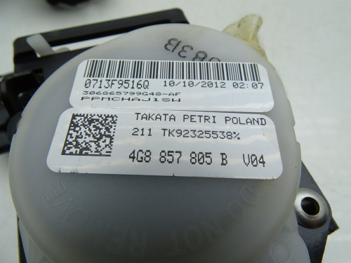 Pas bezpieczeństwa tylny lewy/prawy Audi A6 C7 4G 4G0857805B – oryginalne części używane | PARTLE.COM - data produkcji