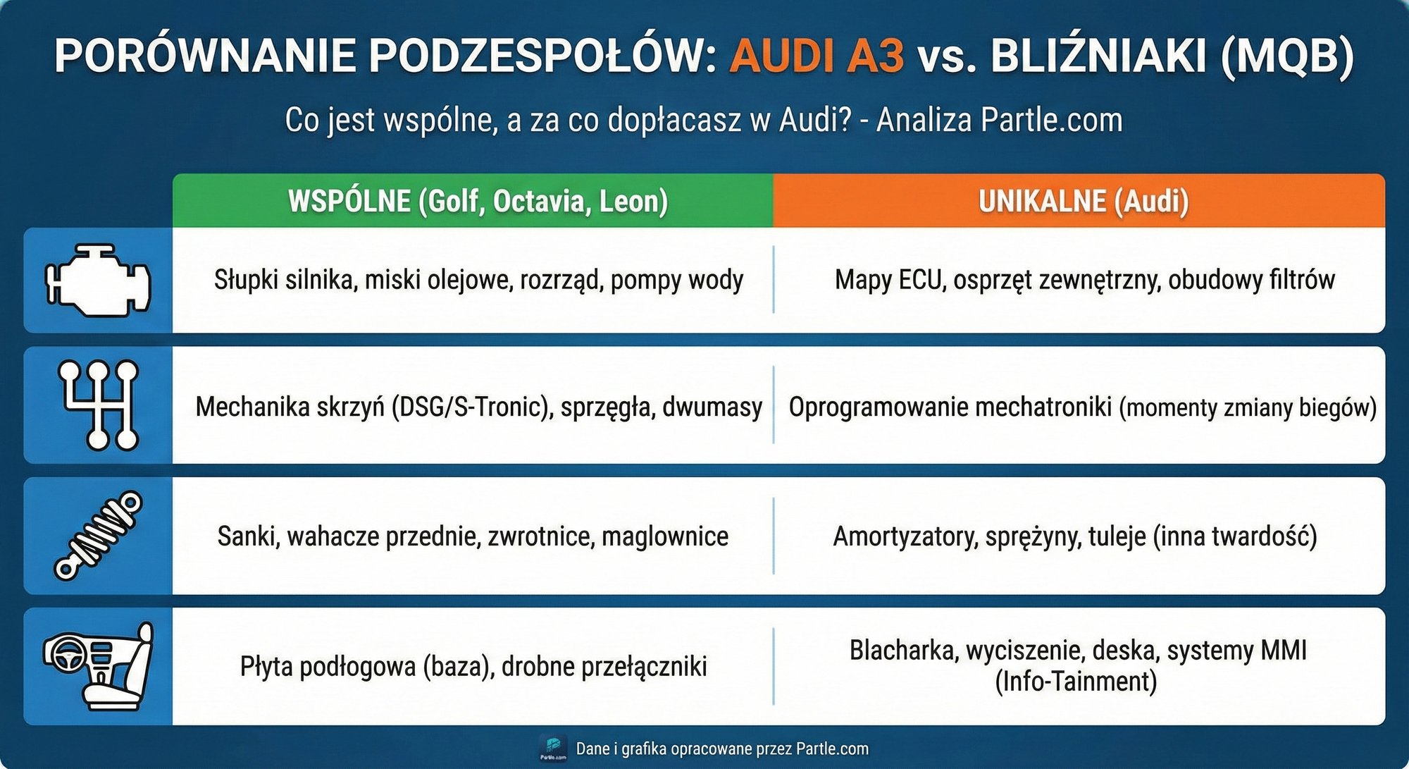 kompatybilnosc audi a3 octavia vw golf seat leon